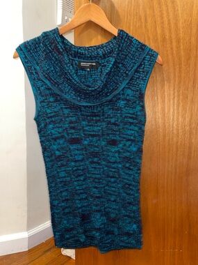Jones New York Teal Cowneck Sleeveless Top